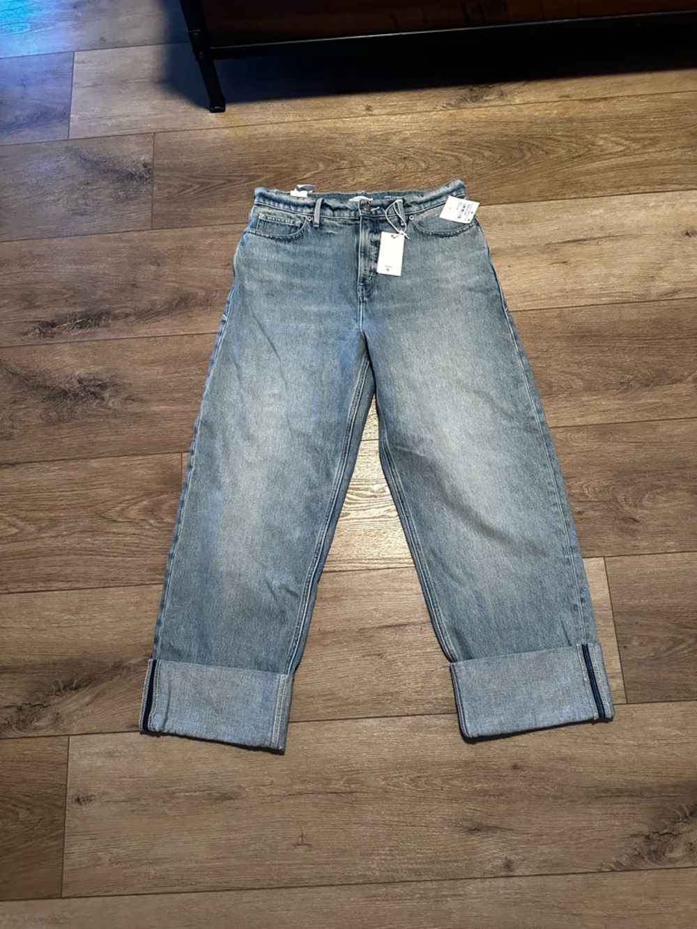 Good American Good Standard Barrel High Rise Wide Tapered Jeans 8/29 NEW NWT